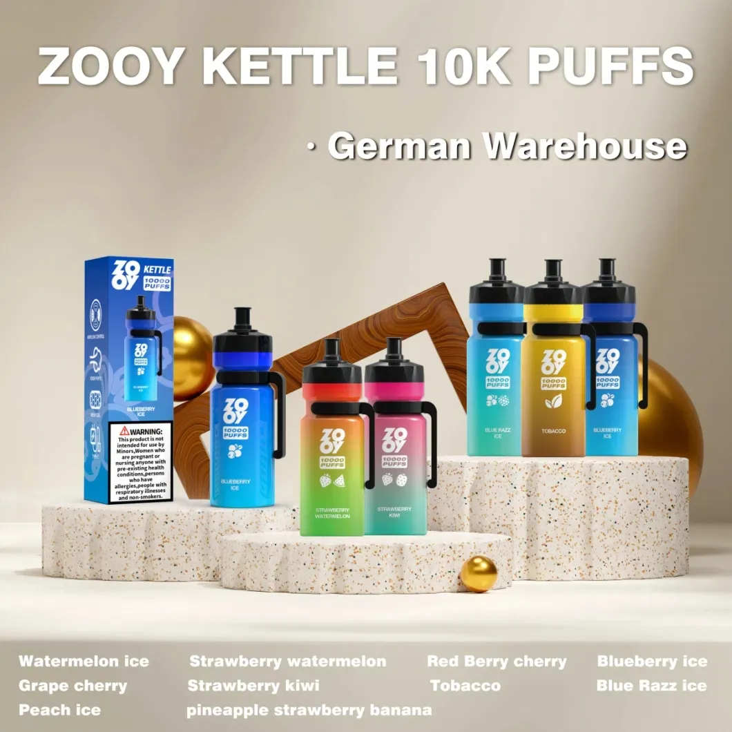 EU Warehouse Gratis frakt Zooy Kettle 10000 Puffs E Cigarette Förfylld vapes VAPER Disponibla Vape Pen Electronic Cigarette Puff 10K