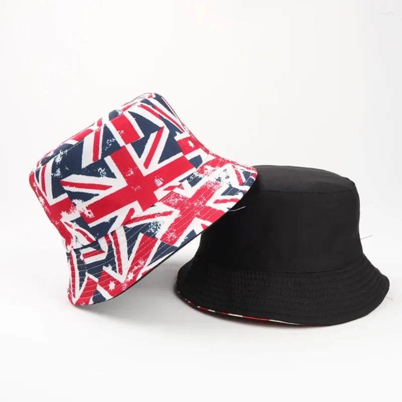 Berets Women unisex Union Jack Festival Summer Hat Sun Cap British Hats Reversible Bucket