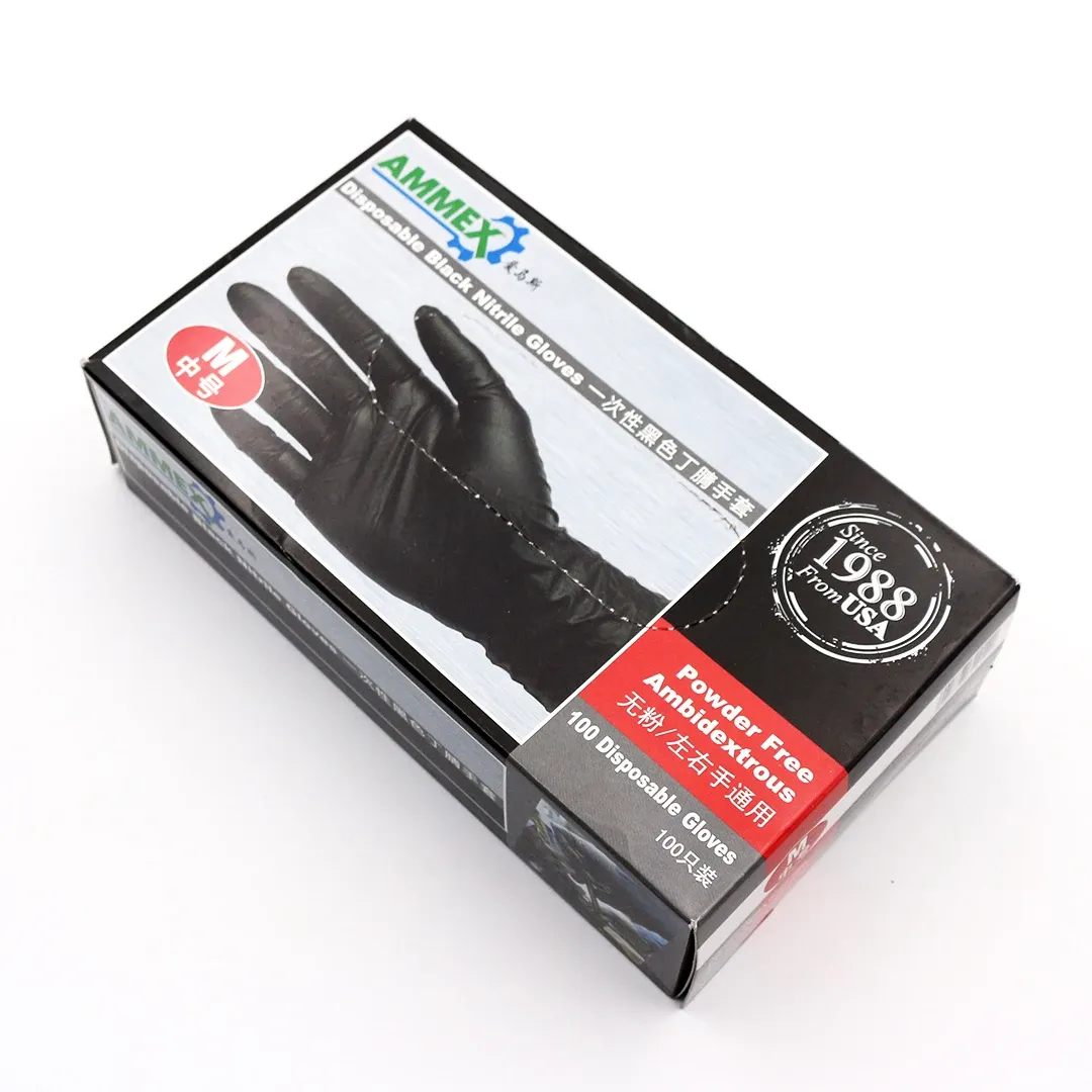 ブレードammex 100pcs/box黒い使い捨てラテックスグローブ庭用手袋