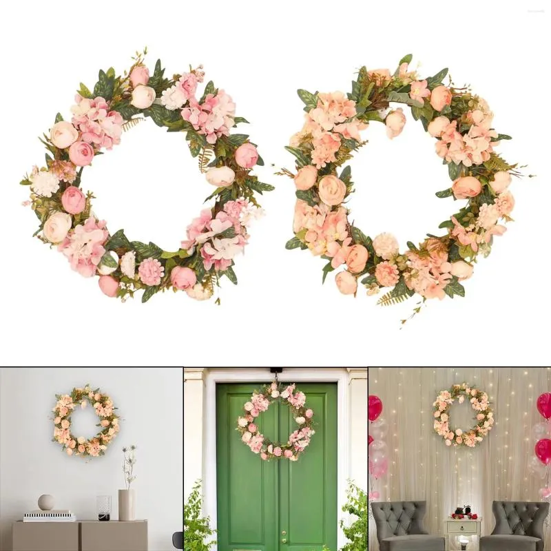 Decorative Flowers Hanging Camellia Bud Wreath Decor Garland For Wedding Indoor Outdoor Fall