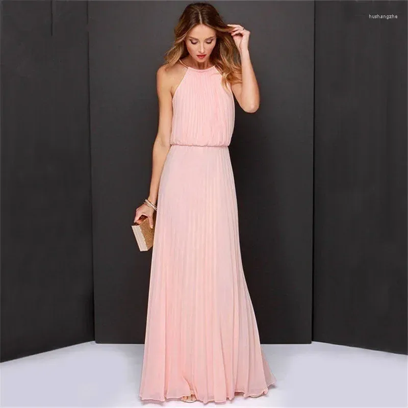 Casual Dresses Sexy Elegant Women Dress Summer Boho Club Sleeveless Halter Bandage Long Ladies Party Bridesmaids Maxi