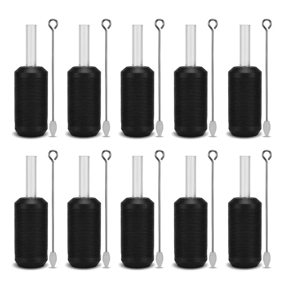 Clip 10pcs 25mm Siyah Silikon Dövme Kavrama İğne Çubuğu Dövme Tuges Tüpleri Tattoo Tedarikçisi için Şeffaf Silikon Kauçuk Tüp