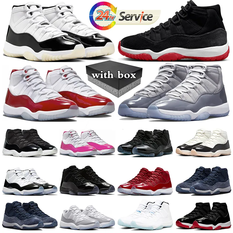 with box jumpman 11 Basketball Shoes Bred Velvet Gratitude Cherry 11s Cool Grey Pink Cement Grey mens trainers women sneakers sports outdoor shoe