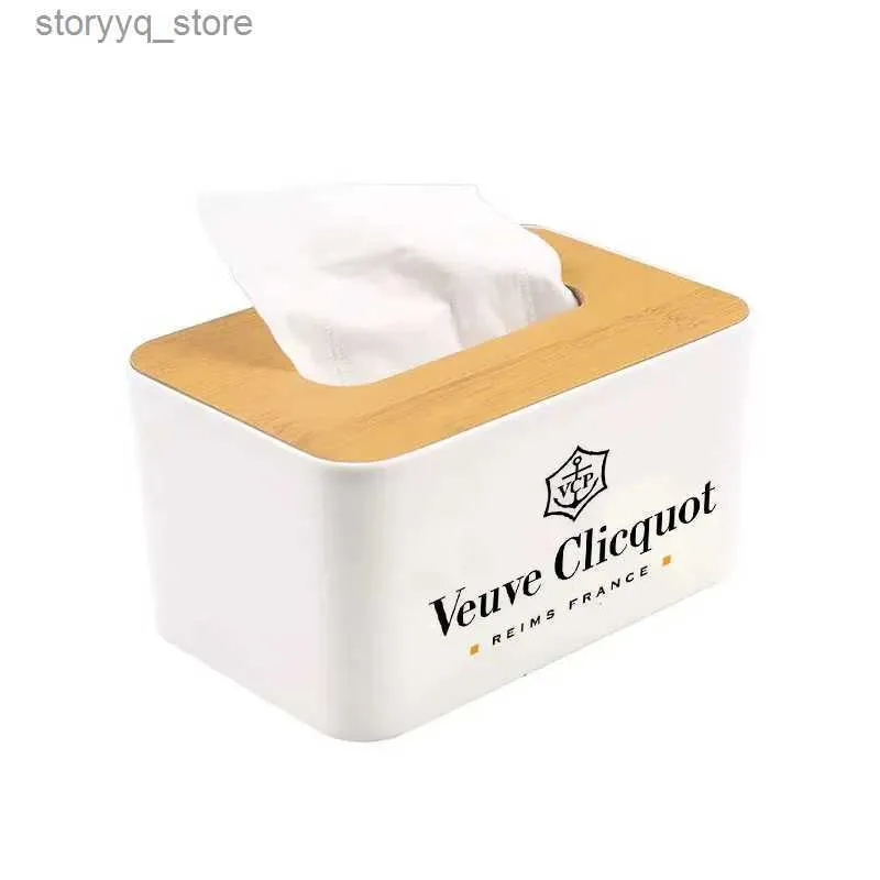 Tissue Boxes Napkins Veuve Clicqot Tissue Box Holder Bamboo Cover Paper Box Tissue Holder Wooden Tissue Box Furniture Storage Box Q240222