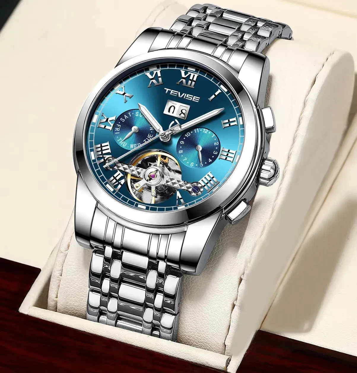 Tevise Mechanical Watch for Man Classic Business Design Watches Wrist Mens Fashion Luxury 240220