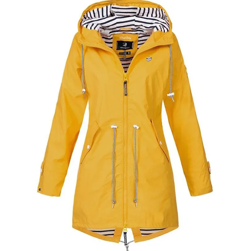 Trench 2023 automne couleur unie veste de pluie pour femme manteau vestes de randonnée en plein air femme imperméable à capuche imperméable vêtements coupe-vent