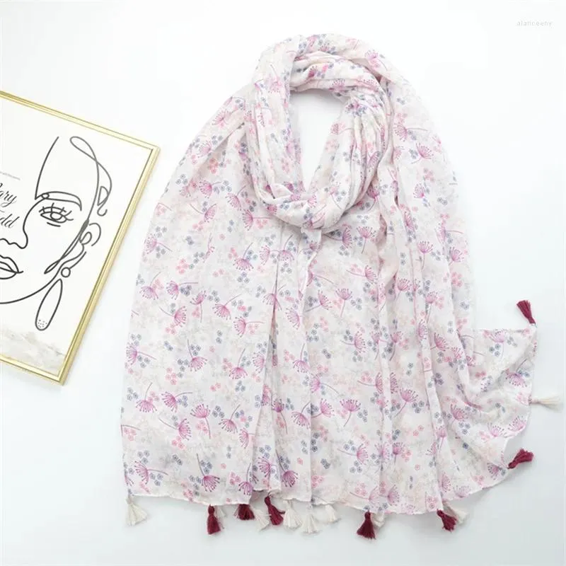 Harvar lyx varumärke Fashion Polka Floral Tassel Viscose Shawl Scarf Lady High Quality Print Wrap Pashmina Stole Bufandas Muslim Hijab