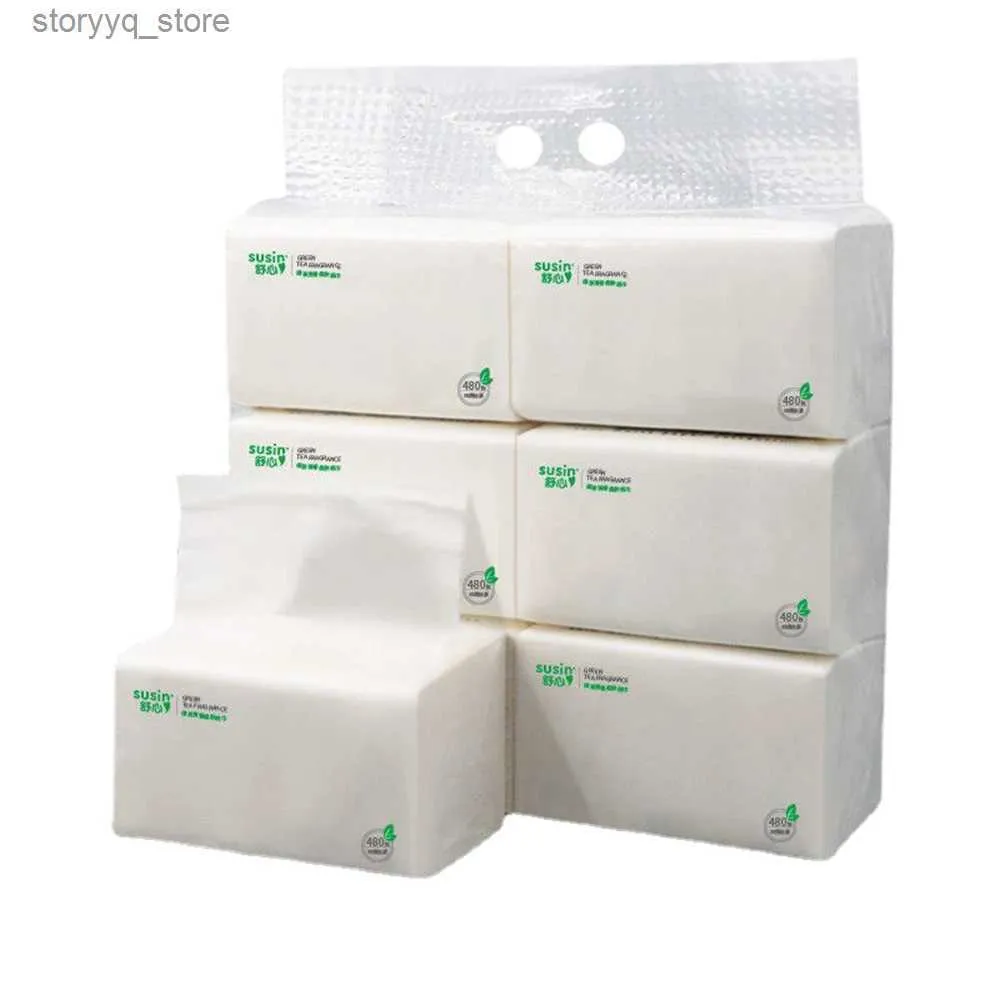 Tissue Boxes Napkins 6 Packs Portable Hand Face Wipe Cleaning Paper Towel Bathroom Toilet Paper Facial Tissue Sheets Wood Pulp Thickened Napkin Q240222