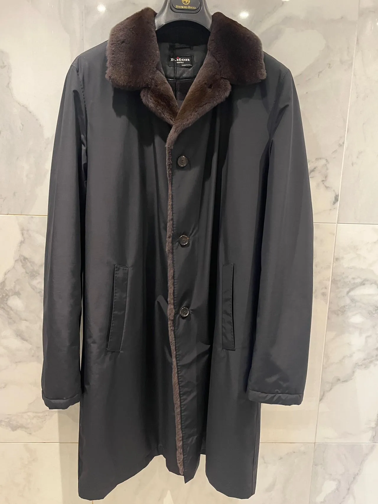 Hommes manteaux hiver kiton vison fourrure veste mode décontracté manteau noir