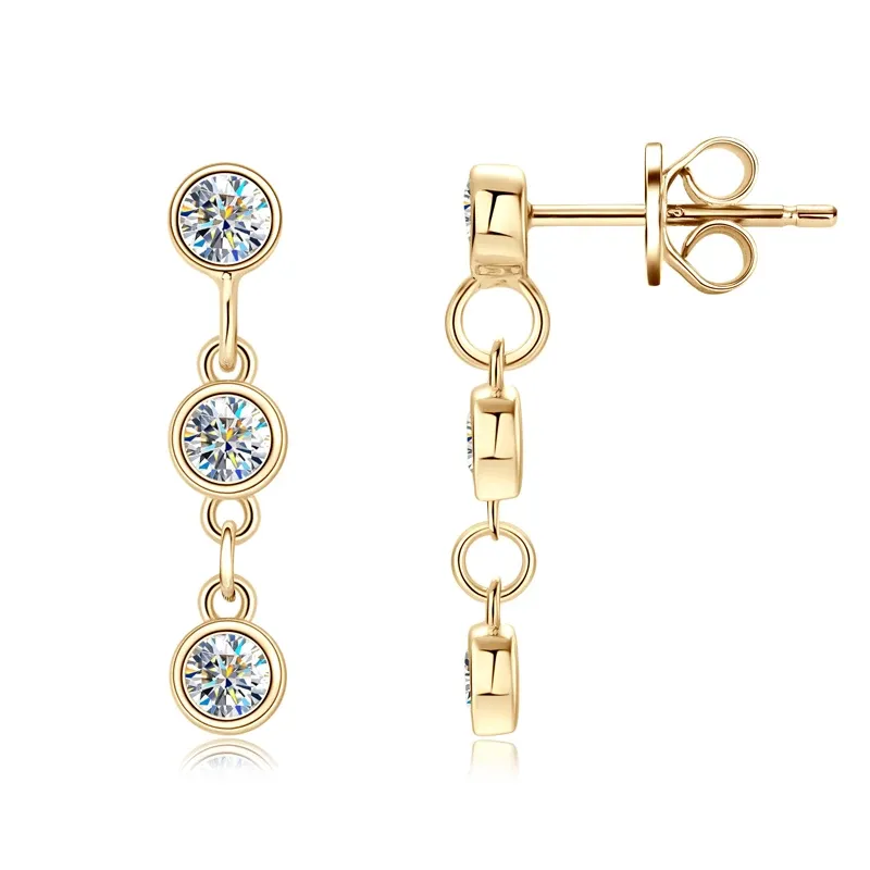 Orecchini anziw Long catena a catena orecchini appesi argento 925 23 mm orecchini per tracorsa per goccia moissanite per donne regalo di gioielli paletd oro