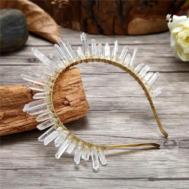 Bracelets Crystal Tiara Hair Combs Raw Quartz Headband Wedding Crystal Comb Bridal Hair Accessories Prom Hairpins Jewelry Gifts