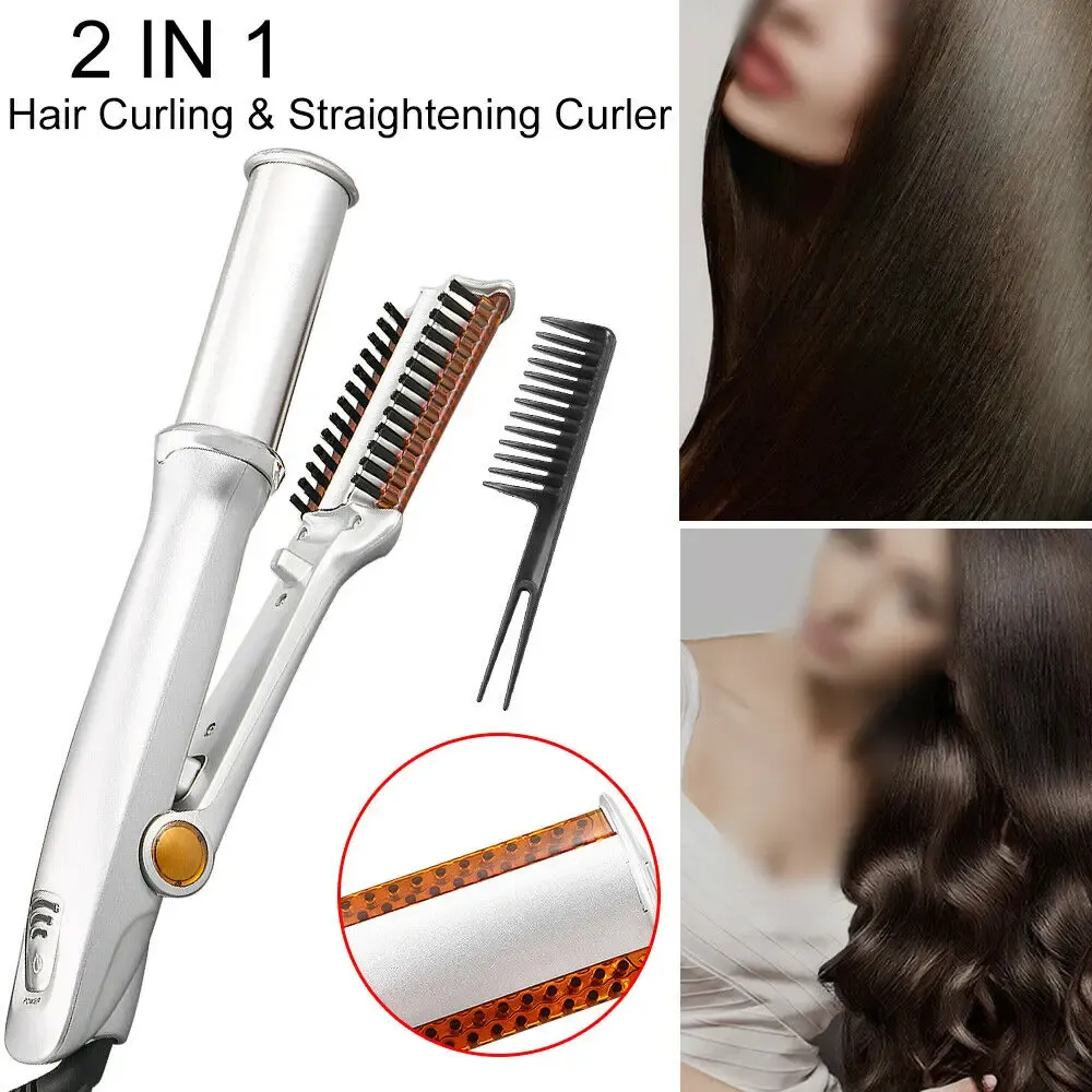 Irons Hair Curler 3 i 1 Roterande borst Hot Air Styler Comb Curling Iron Straightener Curler Styler 3 i 1 Multi Frisörsborste