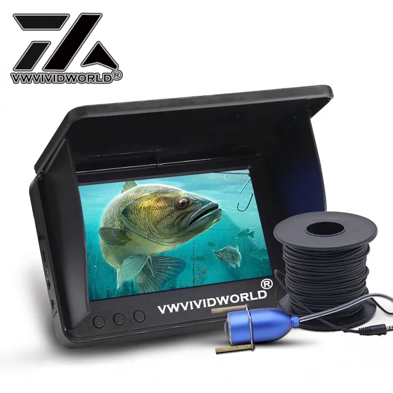 FINDERS VZB FISH FINDER LCD 5.0 / 4,3 pouces Affichage sous l'eau 220 ° Caméra de pêche imperméable IPS 1080p 9 heures Vision nocturne d'endurance