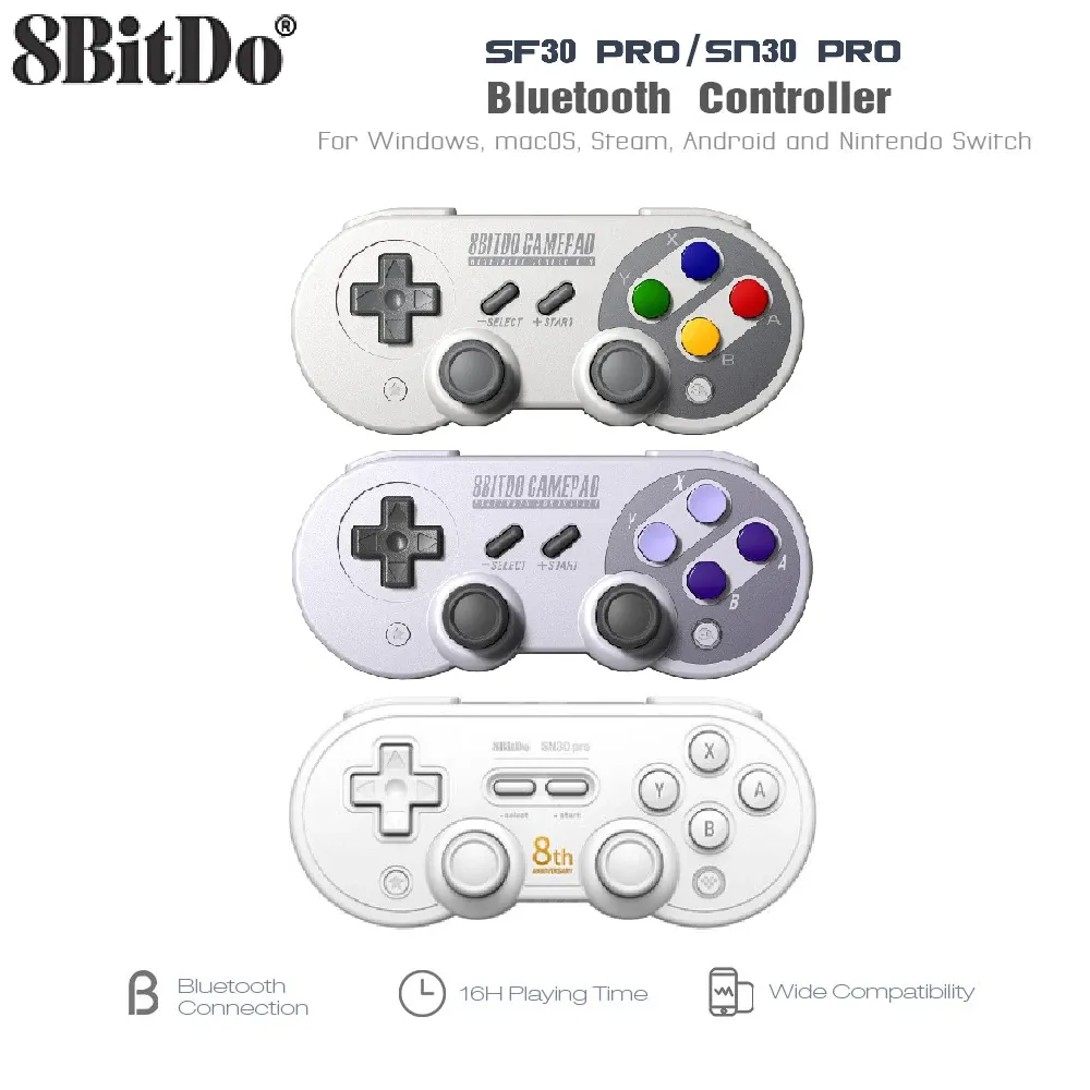 GamePads 8bitdo SF30 Pro SN30 Pro bezprzewodowy kontroler gamepad Bluetooth dla systemu Windows Android MacOS Nintendo Switch Steam z joystick