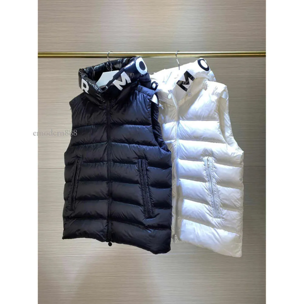 Veste d'hiver vers le bas Gilet Homme gilets Gilet Parkas manteau vêtements d'extérieur à capuche imperméable pour hommes et femmes coupe-vent épais court sans manches détachable Emodern888