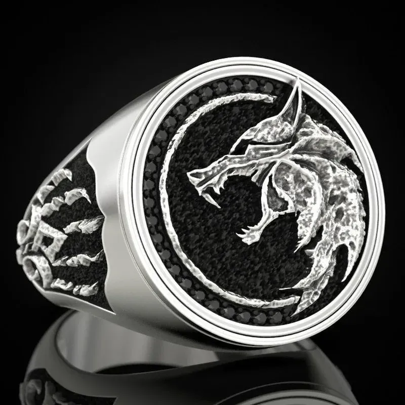 Ringar Hunter Wolf Claw Ring 925 Silver Viking Warrior Vintage Bicolor Men's Ring Gift Jewelry Ring Wholesale