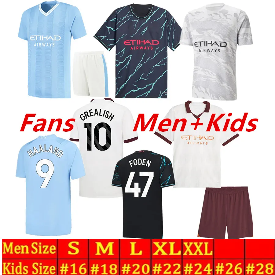 Fußballtrikots HAALAND 23/24 DE BRUYNE PHILLIPS MANS CITIES GREALISH FERRAN MAHREZ FODEN BERNARDO JOAO CANCELO Z RODRIGO Hochwertiges Fußballtrikot für Herren und Kinder