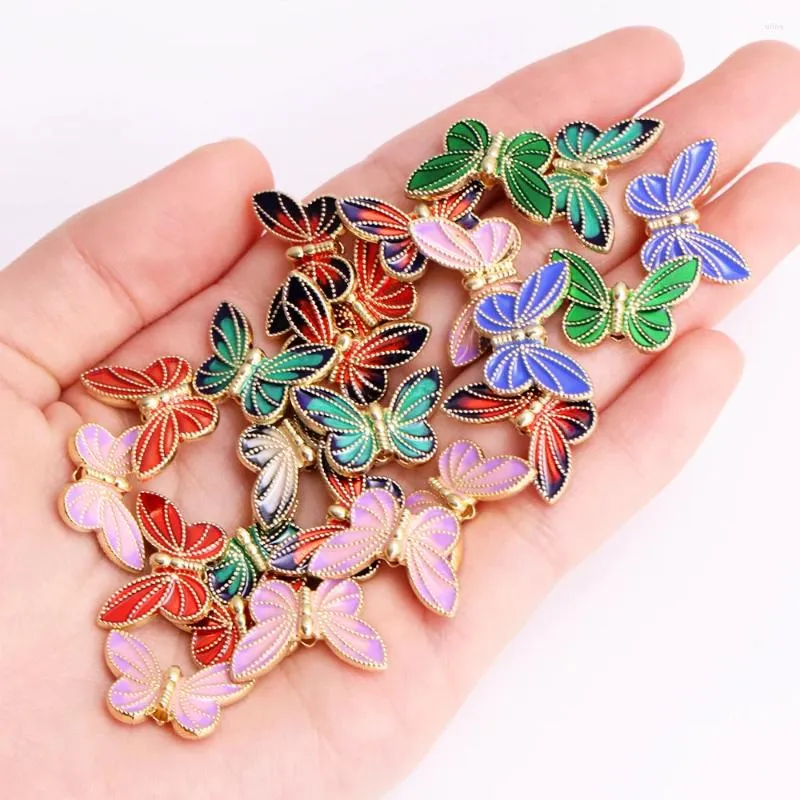 Charms 10st Multicolor Oil Drip Butterfly Emalj Alloy Pärlor för smycken Tillbehör Diy Armband Halsband hänge