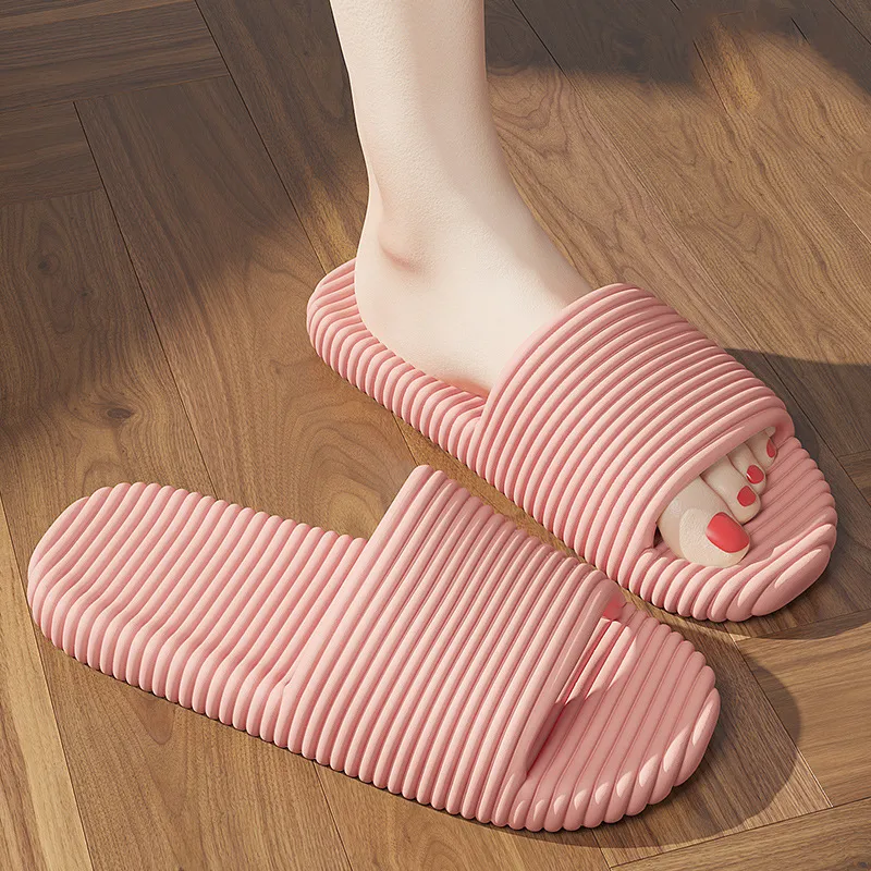 Pantoufles plates pour jeunes femmes, chaussures d'été décontractées d'intérieur et d'extérieur, rose