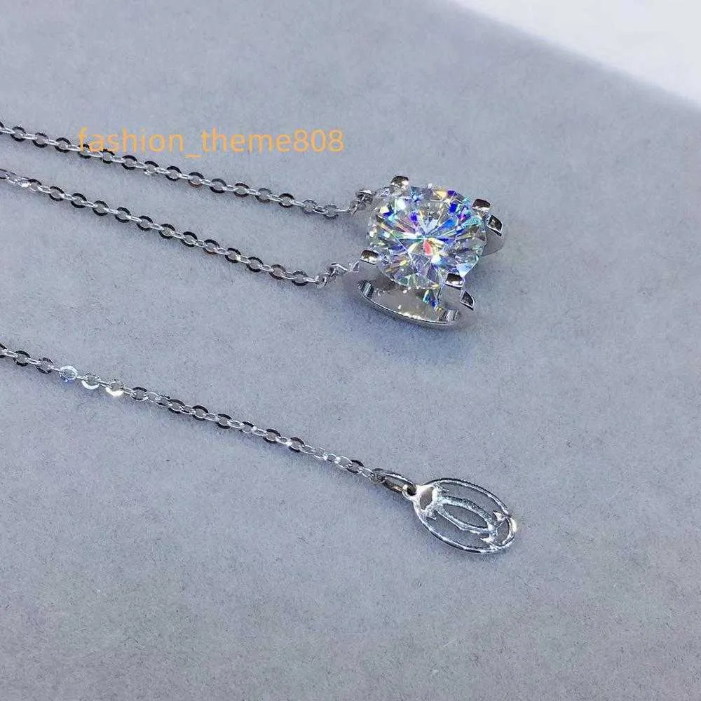 925 Gümüş 2 CT Mükemmel kesim d Moissanit kolyeler Kolyeler Diamond Test Yuvarlak VVS1 Moissanite Kolye Bildirimi Takı