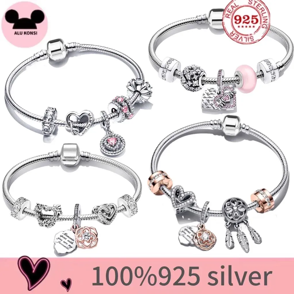 Armreifen Heißer Verkauf 100% Echt 925 Sterling Silber pan Armband für Frauen Fit Original Mutter der Tag Charms Armreif DIY qualität Schmuck