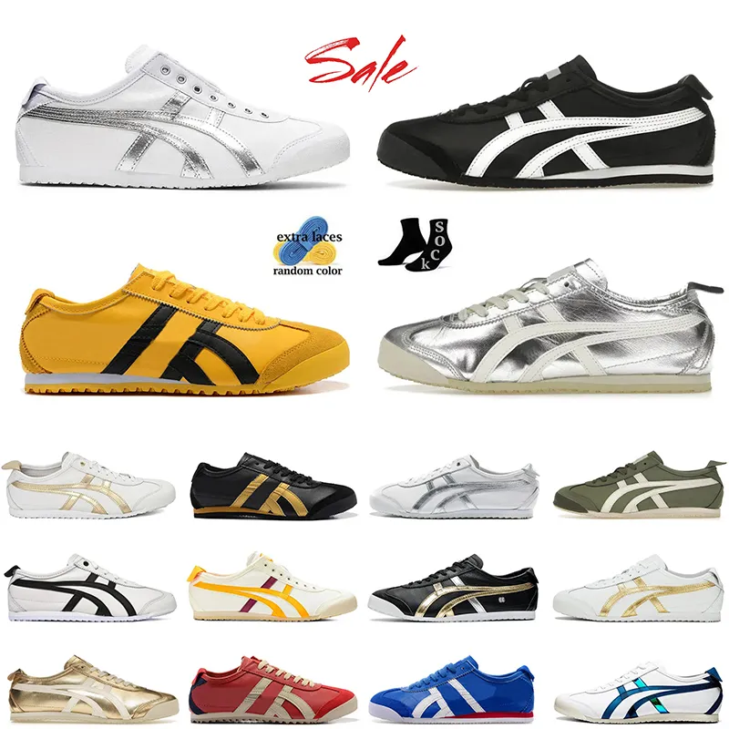 wholesale Tiger México 66 Zapatillas de diseñador para hombre para mujer amarillo negro Azul marino Goma Vela Verde Beige rojo Plata Exterior Lujo Retros plataforma Zapatillas de deporte