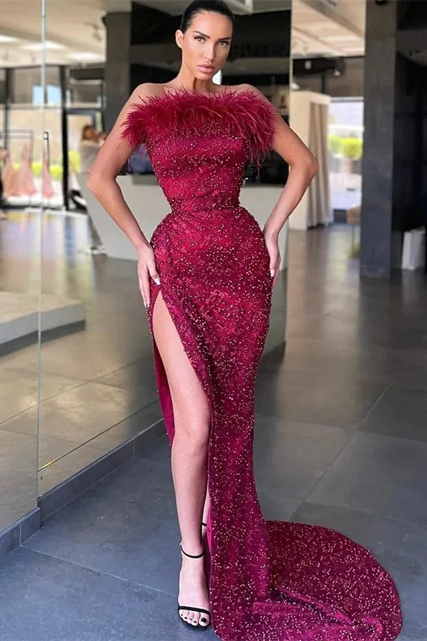 polka dot burgundy dress Jodie Polka Dot Chiffon Mermaid Formal Dress in Burgundy | Size: M main image 1
