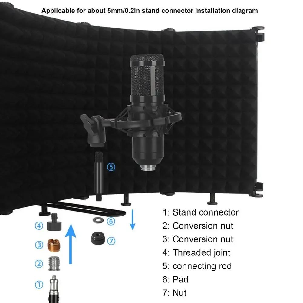 Accessoires Réglables 5/3 Panneau Microphone Isolement écran pliable Écran de studio Séporot vocal Microphone Filtre pour l'enregistrement de diffusion