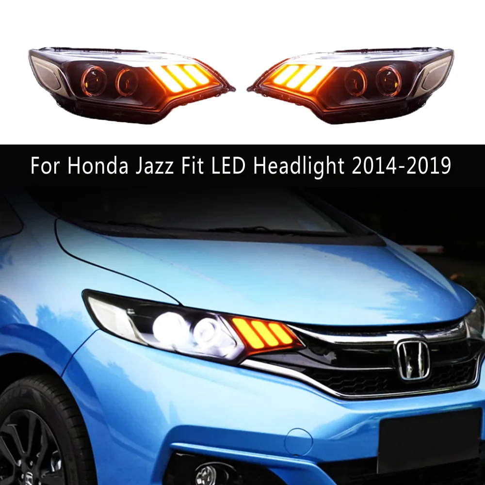 Feu de circulation diurne Streamer clignotant pour Honda Jazz Fit ensemble de phares LED 14-19 feux de croisement accessoire d'éclairage lampe avant