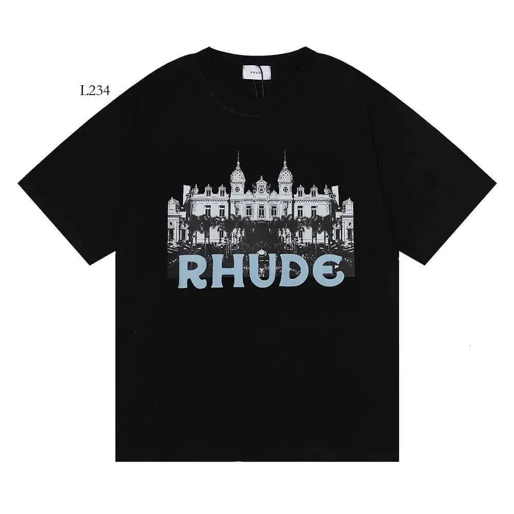 Designer Fashion Clothing Tees Tshirt Rhude Casino HD Castello T-Shirt Cotton Streetwear Tops Casual Sportswear Rock Hip Hop in vendita 268 81