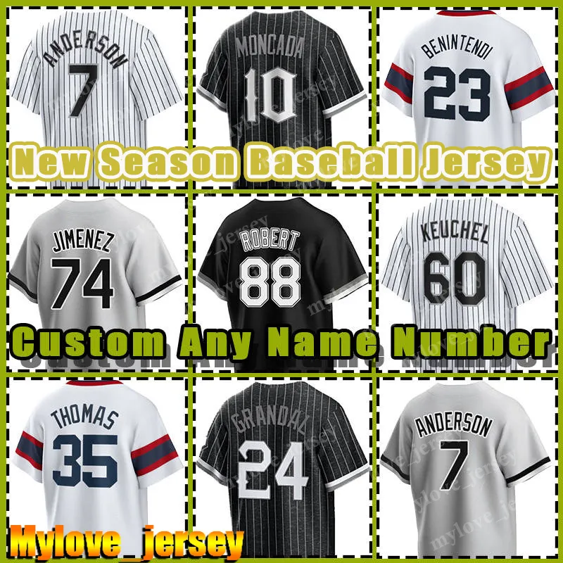 7 Tim Anderson 88 Luis Robert Jersey Baseball White Sox ELOY Jimenez Bo Jackson Andrew Benintendi Andrew Vaughn Dylan cessar Chicago Gavin Sheets Gregory Santos