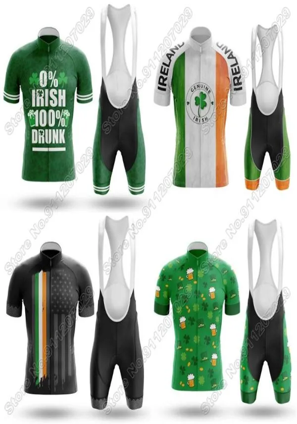 Tävlingssatser Irish 2021 Cycling Jersey Set Summer Clothing Men Road Bike Shirts Suit Bicycle Bib Shorts MTB Wear Maillot1040003