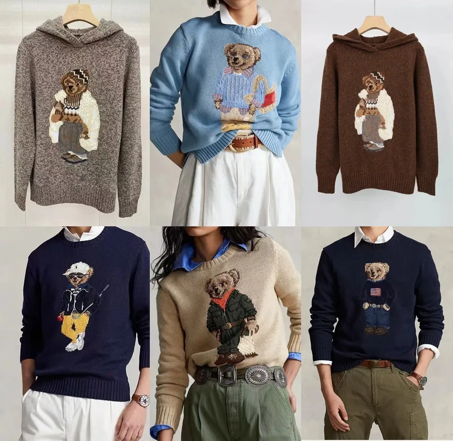 Pulls pour hommes Ralph Polos tricoté à manches longues pull à capuche vêtements décontracté imprimé tricoté S M L