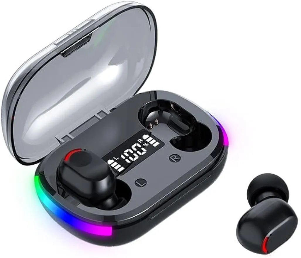 Wireless earbuds, high fidelity digital LED display stereo gaming earbuds, Bluetooth headphones, TWS wireless earbuds for gaming, exercise, sports, work, running, gym