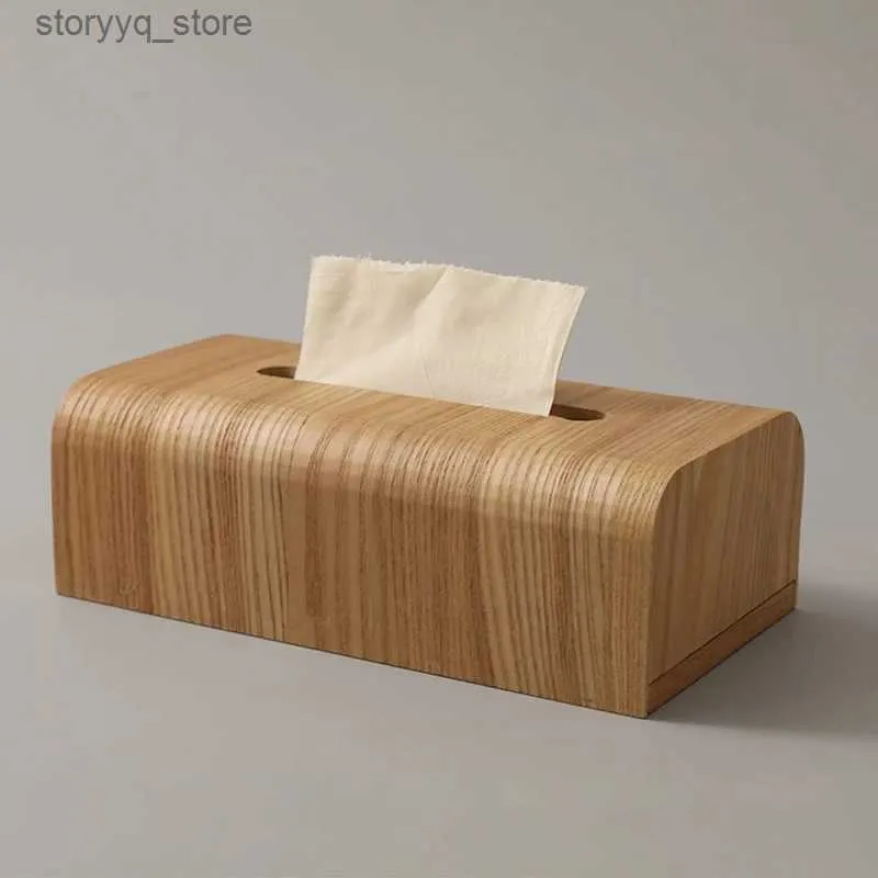 Caixas de tecido Guardanapos Caixa de tecido de madeira de nogueira Cozinha Banheiro Mesa de papel Criativo Caixa de armazenamento de mesa Simples Sala de estar Caixas de tecido Q240222