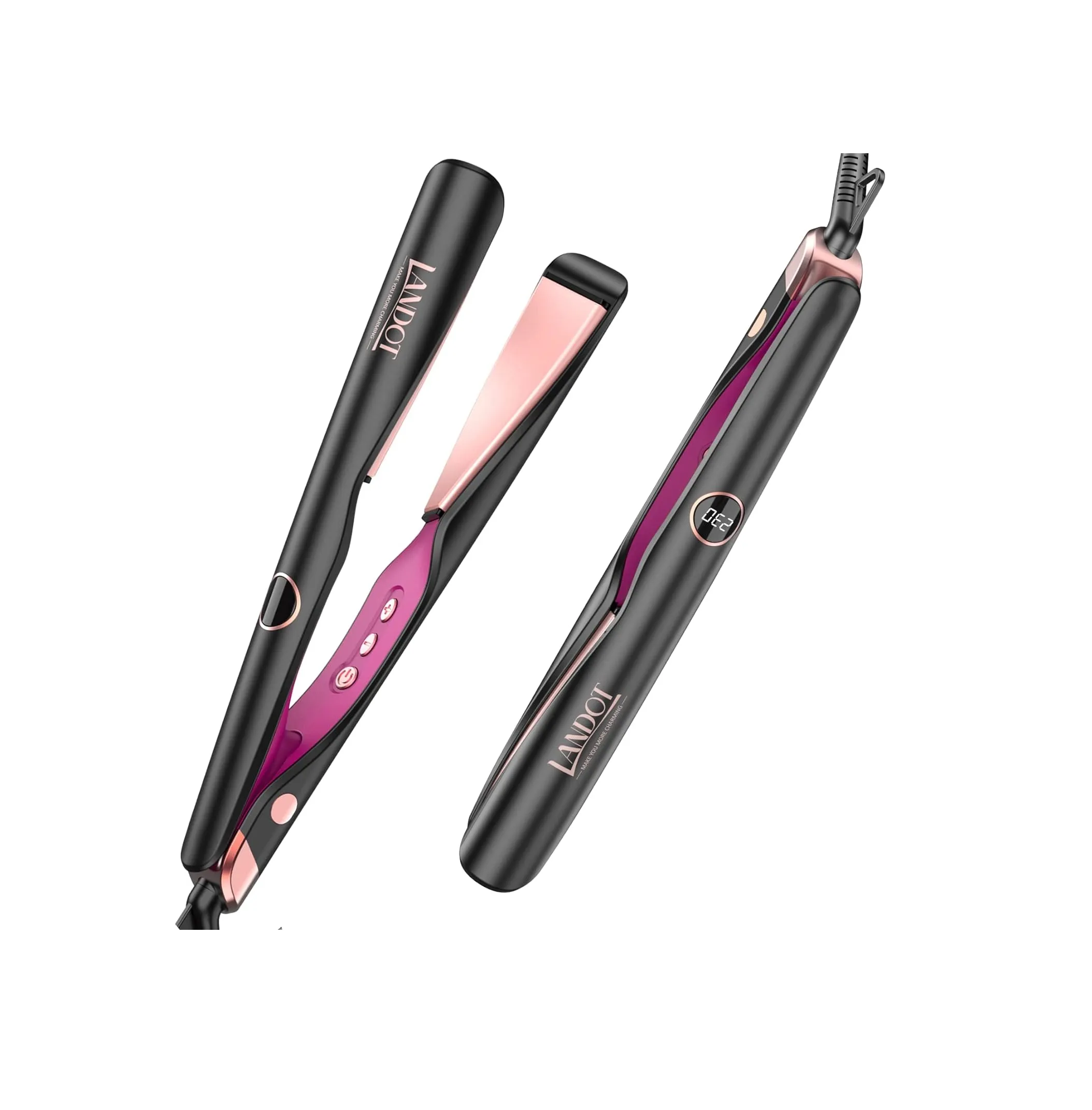 ASD LANDOT Hair Straightener Flat Curling Iron Straightener and Curler 2 in 1 Twist Straightening Curling Iron Combo for Curl Wave Straighten HS168