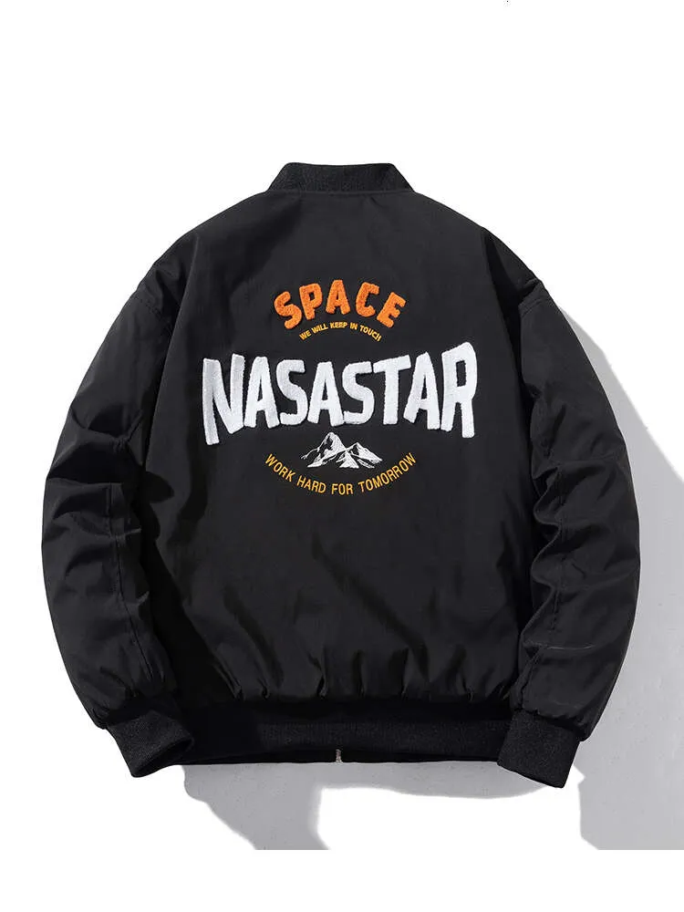 Herrjackor NASA Astronaut American Trendy Brand Handduk broderad flygjacka Mens och Womens Baseball Suit Winter Thicked Cotton Coat