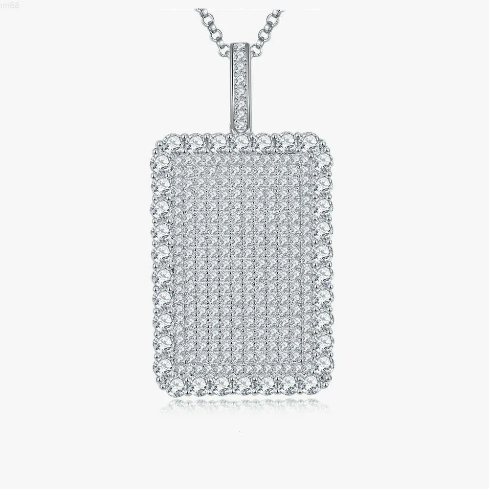 Bijoux fins Hip Hop pendentif en diamant S925 pendentif rectangulaire en argent Sterling Vvs Moissanite bijoux de luxe collier Moissanite