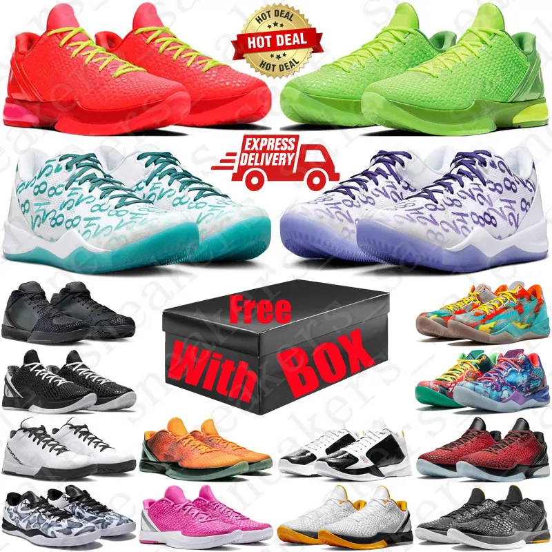 Met doos 6 Protro Reverse Grinch basketbalschoenen voor heren kobes Grinches 8 Halo 4 Mambacita Del Sol Challenge Red 5 Think Pink heren sneakers