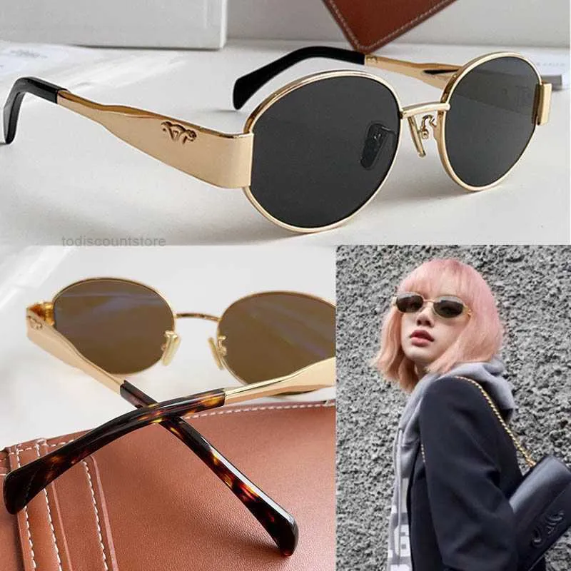 Arc De Triomphe Lunettes De Soleil Cl40235u Ovale Métal Femmes Designer Mince Cadre Matériel Miroir Jambes Mode Rétro Lunettes De Fête Boîte D'origine