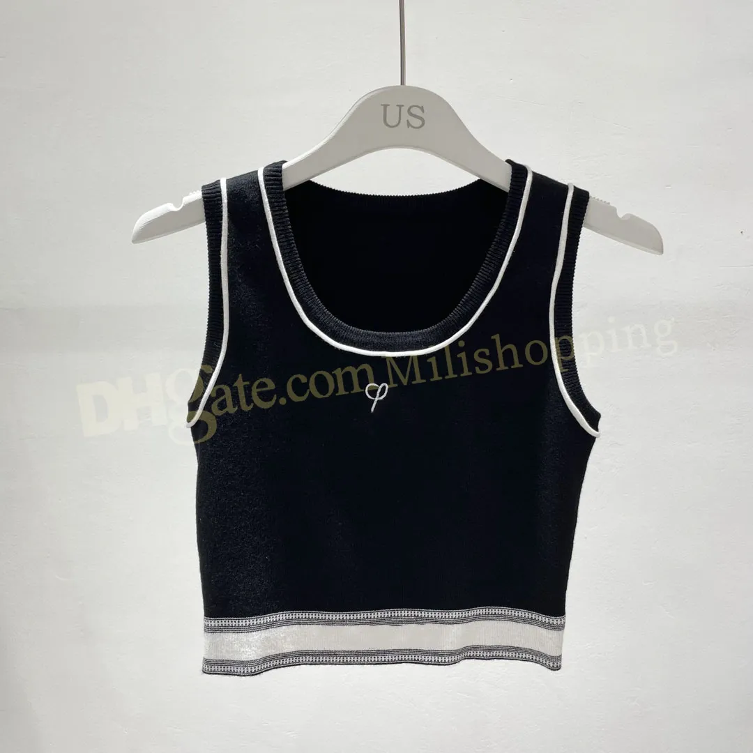 Damestanks breit Streep Modebrief Sexy Crop Tops Slanke Tops Mouwloos Trainingsvest Dames Designer Tank