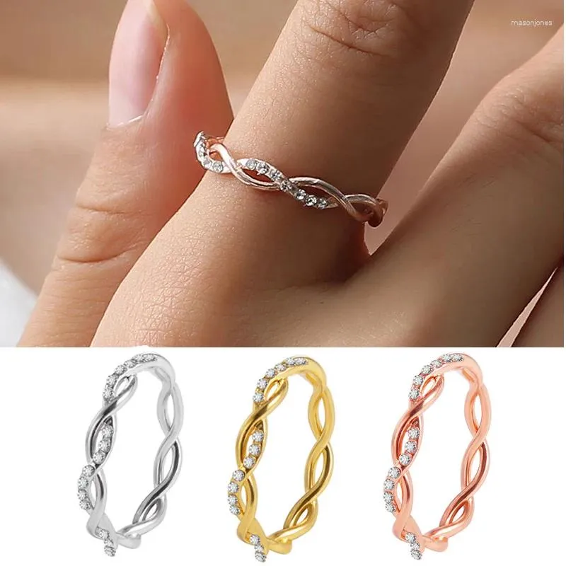 Cluster ringen Cubic Zirconia Twisted Wedding Band halve eeuwigheid Criss Cross bijpassende cadeaus voor vrouwen mannen bruids partij verjaardag sieraden