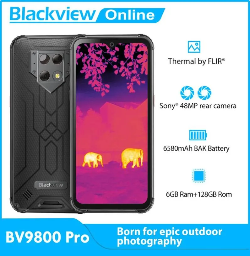 BlackView BV9800 Pro Thermal Imaging Smarting 48MP مقاوم للماء P70 6580MAH Android 90 6GB128GB شحن اللاسلكي Phone8621154