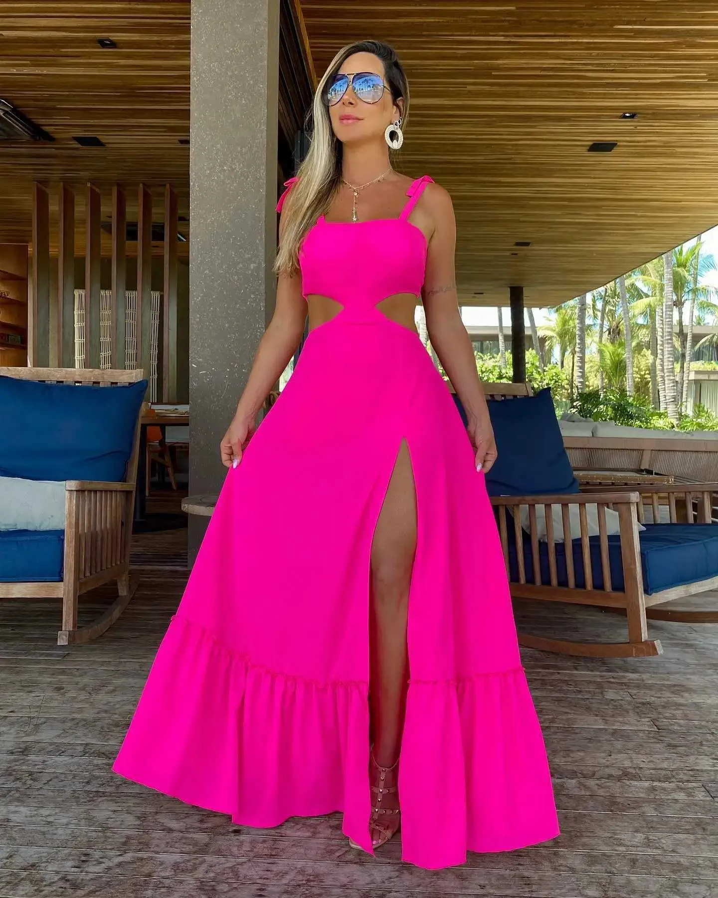 Elegant Beach Cover Up Dress: Womens Summer Casual Dress Solid