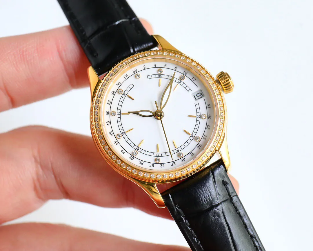 2024 new Cellini Women's watchthe watch is 32mm sapphire crystal 9015 movement buckle is made of imported Italian calf leatherrings with South African diamonds