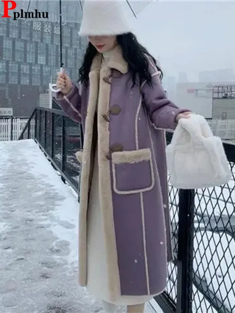 Manteau d'hiver long en fausse fourrure d'agneau pour femme, épais et chaud, fausse peau complète, tendance Jaqueta, veste moelleuse surdimensionnée