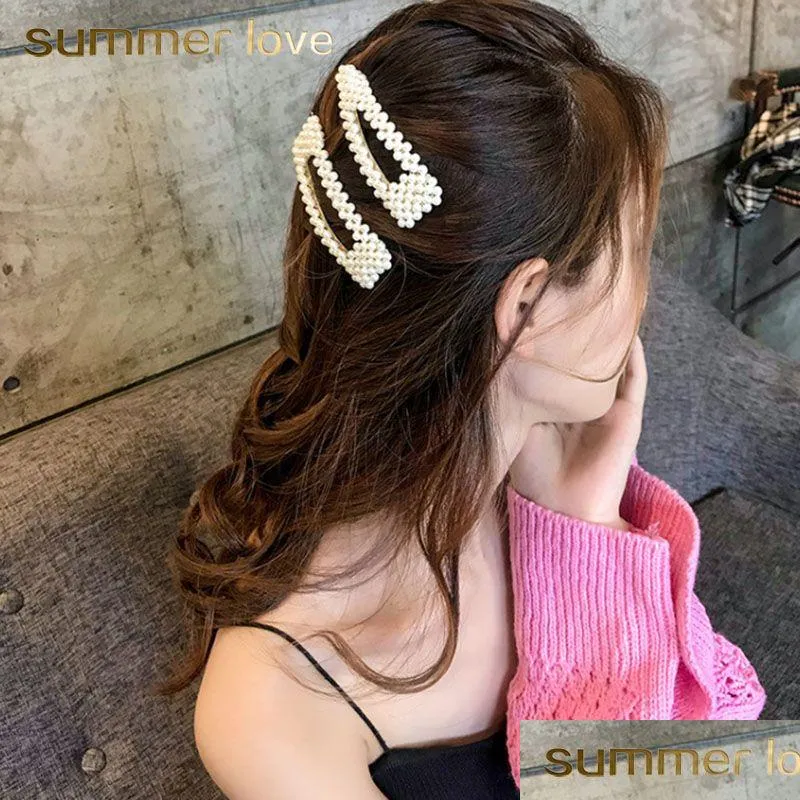 Fermagli per capelli Barrettes Nuova moda Perla Clip di capelli Coda di cavallo per le donne Barrette Beautif Forcine Strumenti per lo styling Accessori C Dhgarden Dh1Lz