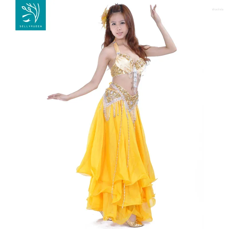 Stage Wear Gold Professional Belly Dance Performance Costumes For Ladies Bellyqueen