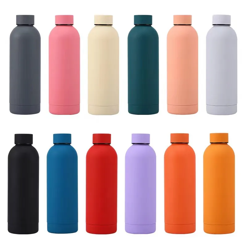 Stainless Steel Bottle Double Wall Insulated Vacuum Flask Skin Coating Metal Sports Water Bottle