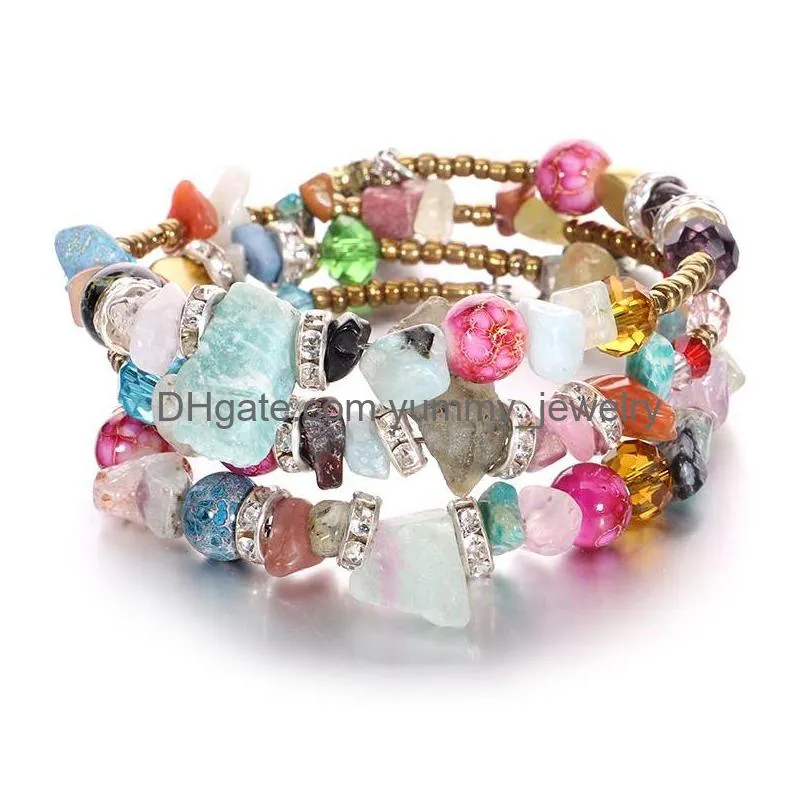 Charm Bracelets Bohemian Beads Charm Bracelets Fashion New Design Imitation Crystal Stone Bangles For Women Mtilayer Men Jewelry Gift Dhakv